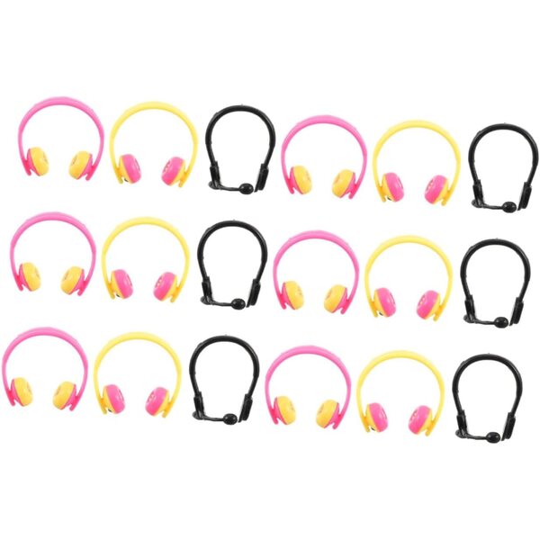 80 Mini Caschi e Microfoni per Bambole Colorati e Neri - Accessori Decorativi