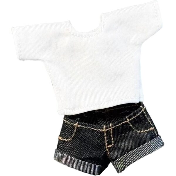 1:12 Bekleidungsset Jeans-Shorts und lässiges T-Shirt für 15,2-cm-Puppen