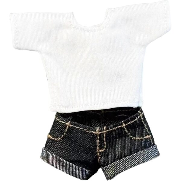 1:12 Bekleidungsset Jeans-Shorts und lässiges T-Shirt für 15,2-cm-Puppen