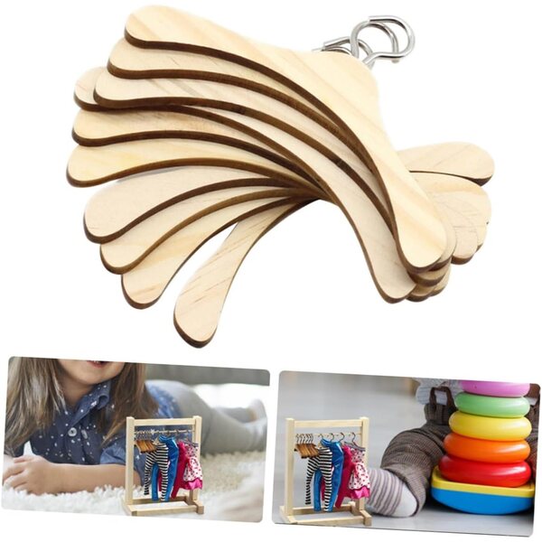 VICASKY 12 Kleiderbügel aus Holz für Puppen 12 cm – sicherer und stabiler Miniatur-Kleiderorganisator
