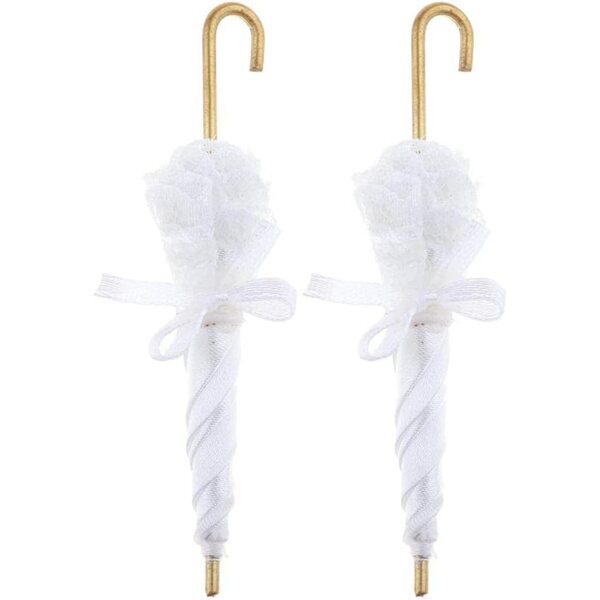 Buntes Spitzenparapluie für 1:12 Puppenhaus, weißes und rosafarbenes Deko-Accessoire