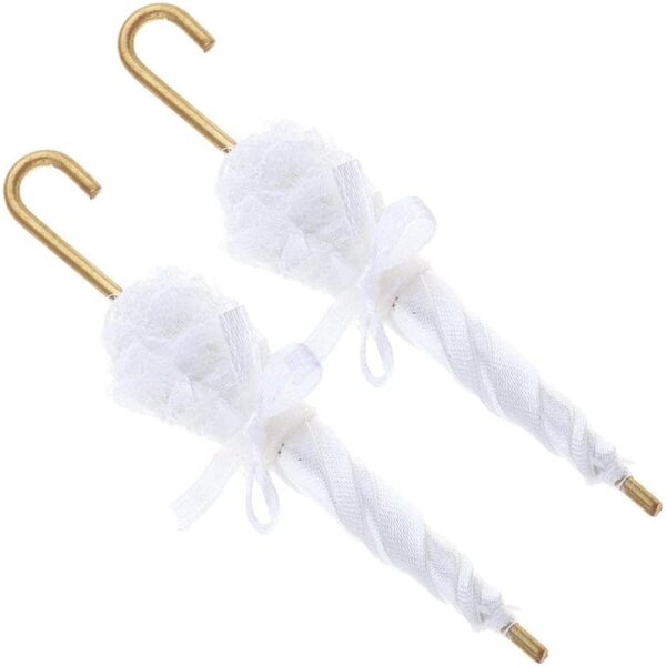 Buntes Spitzenparapluie für 1:12 Puppenhaus, weißes und rosafarbenes Deko-Accessoire