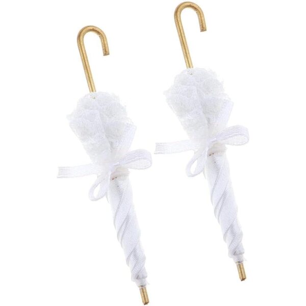 Buntes Spitzenparapluie für 1:12 Puppenhaus, weißes und rosafarbenes Deko-Accessoire