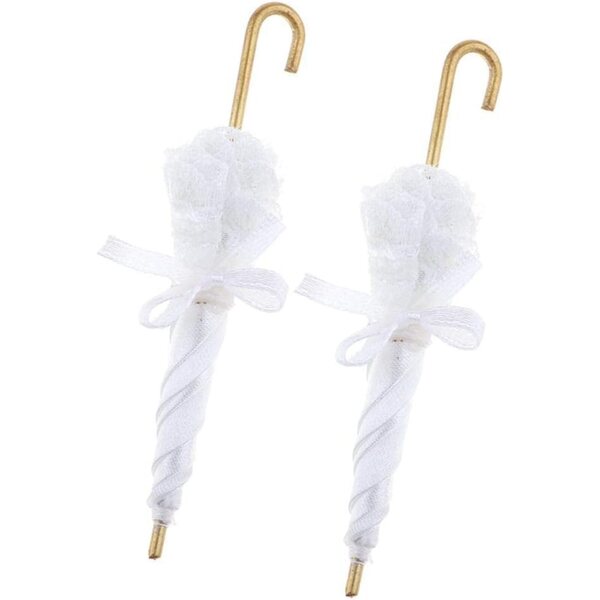 Buntes Spitzenparapluie für 1:12 Puppenhaus, weißes und rosafarbenes Deko-Accessoire