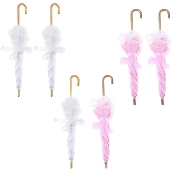 Buntes Spitzenparapluie für 1:12 Puppenhaus, weißes und rosafarbenes Deko-Accessoire