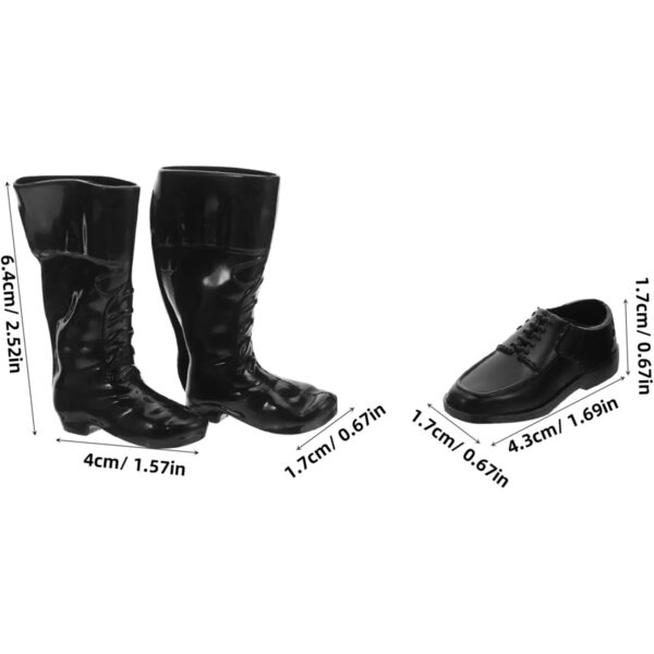 Set 25 Paia Scarpe Miniature per Bambole 1/6 – Stivali in Plastica Neri Realistici