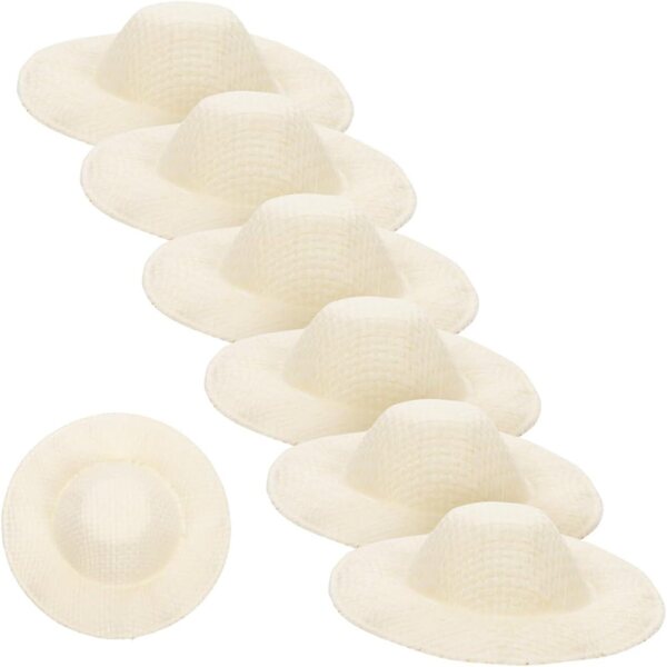 PartyKindom 10 mini cappelli di paglia beige per bambole - accessori decorativi DIY