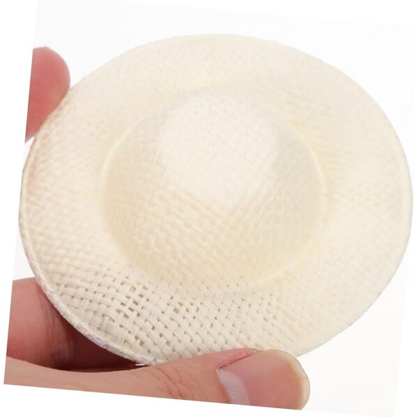 PartyKindom 10 mini cappelli di paglia beige per bambole - accessori decorativi DIY