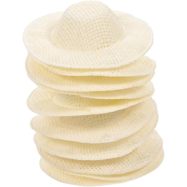 PartyKindom 10 mini cappelli di paglia beige per bambole - accessori decorativi DIY