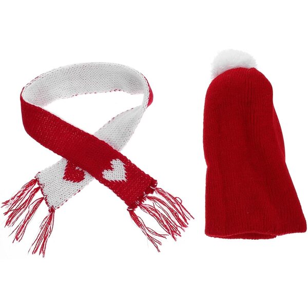 Mini Set Chapeau e Sciarpa Natalizi in Lana per Decorazioni Creative e Artigianato