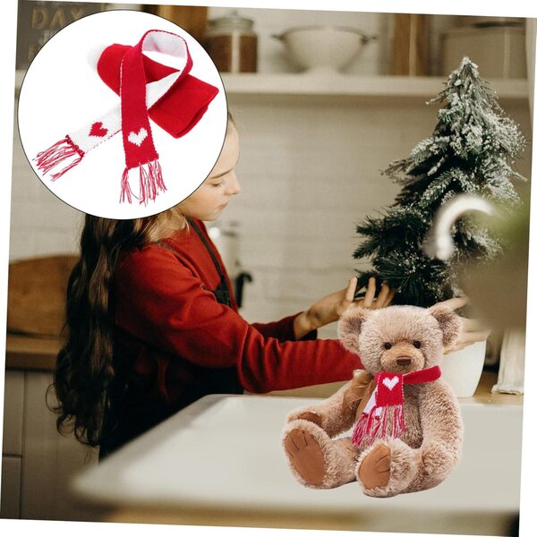Mini-Weihnachts-Chapeau und Schal-Set aus Wolle für kreative Dekorationen und Bastelarbeiten