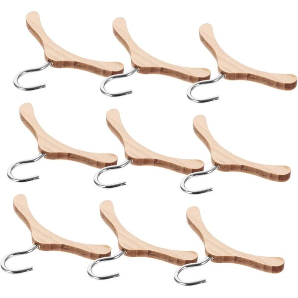 Set mit 10 Miniatur-Kleiderbügeln aus Holz, 6 cm, für BJD-Puppen – Puppenhaus-Zubehör