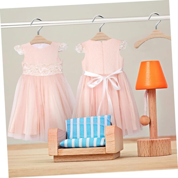 Set mit 10 Miniatur-Kleiderbügeln aus Holz, 6 cm, für BJD-Puppen – Puppenhaus-Zubehör