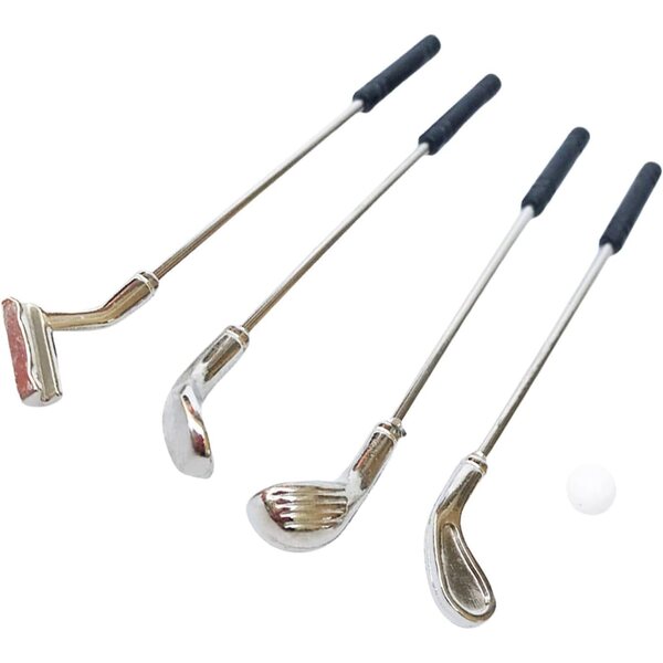 Set 5 Accessori Miniatura Golf per Casa delle Bambole Realistici in Metallo 1/12