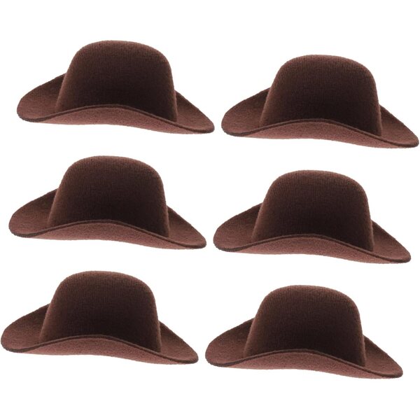 Set 6 Mini Cappelli Cowboy Marrone per Bambole, Accessori Decorativi e DIY