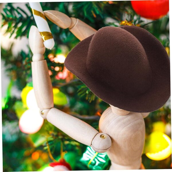 Set 6 Mini Cappelli Cowboy Marrone per Bambole, Accessori Decorativi e DIY