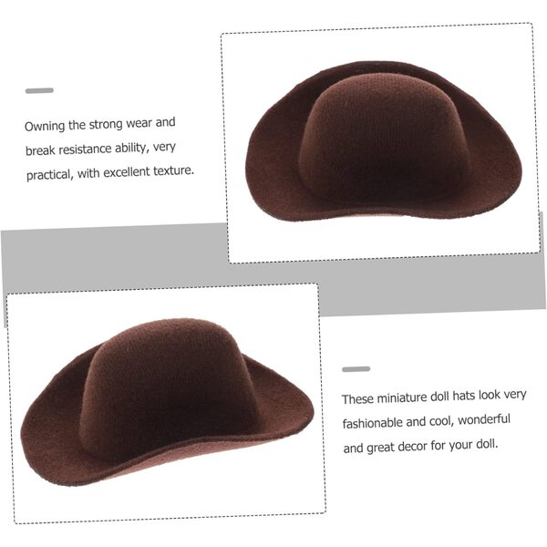 Set 6 Mini Cappelli Cowboy Marrone per Bambole, Accessori Decorativi e DIY