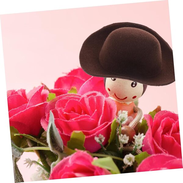 Set 6 Mini Cappelli Cowboy Marrone per Bambole, Accessori Decorativi e DIY