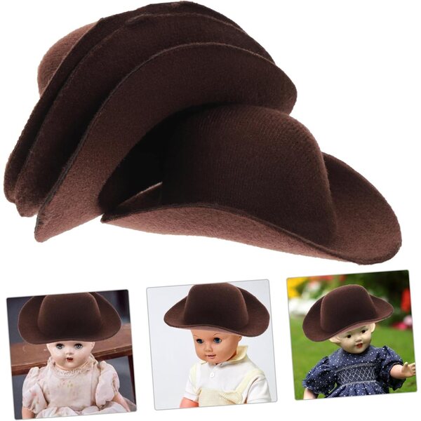 Set 6 Mini Cappelli Cowboy Marrone per Bambole, Accessori Decorativi e DIY