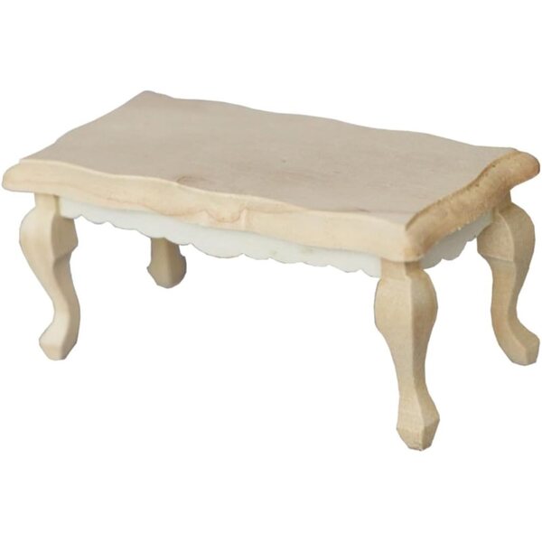 HEMOTON Tavolino da Tè in Legno Miniatura Vintage per Casa delle Bambole Beige