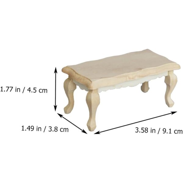 HEMOTON Tavolino da Tè in Legno Miniatura Vintage per Casa delle Bambole Beige