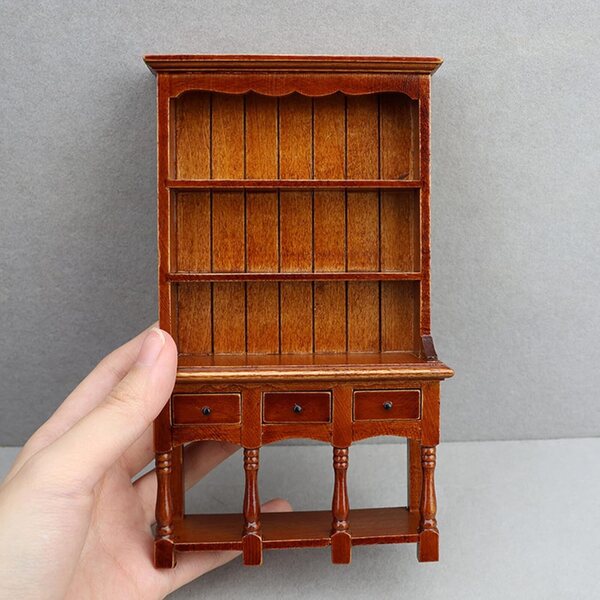 1/12 Gissroys Miniatur-Kleiderschrank aus Holz für Puppenhäuser – antik und detailliert