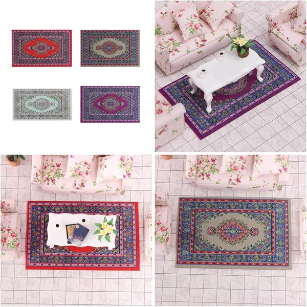 Tappeto Tradizionale Turco per Case di Bambole 1/12 Accessorio Artigianale Decorativo