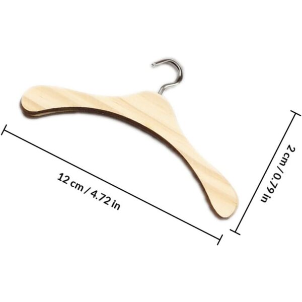 ifundom 12 Kleiderbügel aus Holz 12 cm für Puppen – widerstandsfähiger und organisierter Miniatur-Kleiderbügel