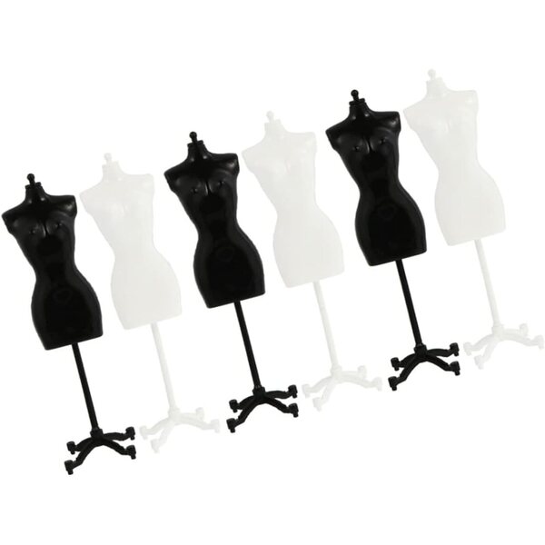 Presentoir Mini-bamboles Nero 6pcs Support Robes Plastica Senza Pieghe Bambini