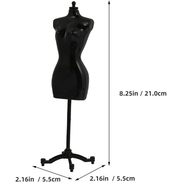 Presentoir Mini-bamboles Nero 6pcs Support Robes Plastica Senza Pieghe Bambini