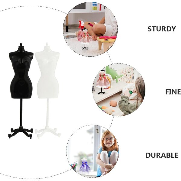 Presentoir Mini-bamboles Nero 6pcs Support Robes Plastica Senza Pieghe Bambini