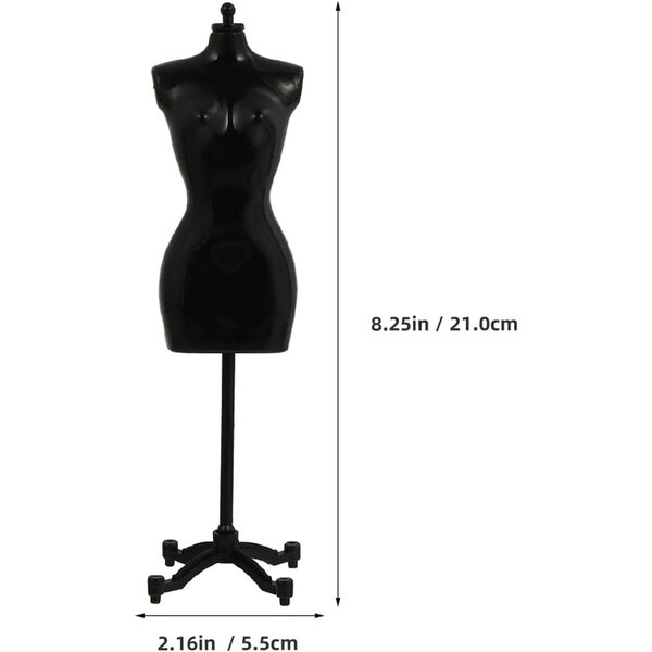 Presentoir Mini-bamboles Nero 6pcs Support Robes Plastica Senza Pieghe Bambini