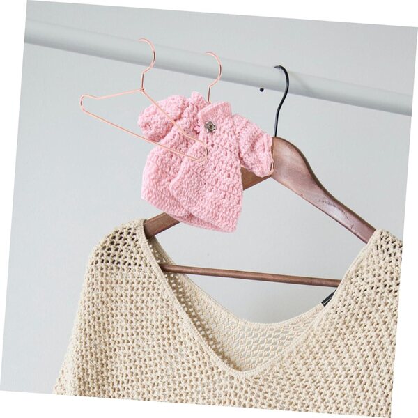 Set 10 Mini Cintre in Ferro Rosa Oro per Abiti Bambole e Vestiti Animali Domestici