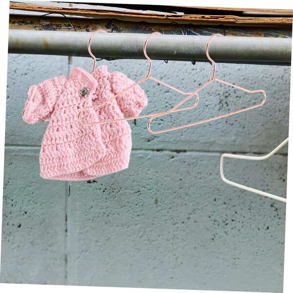 Set 10 Mini Cintre in Ferro Rosa Oro per Abiti Bambole e Vestiti Animali Domestici