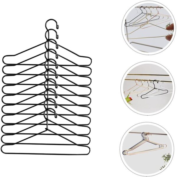 Set mit 10 Mini-Cintres aus schwarzem Metall für Puppenkleidung und Kleintiere 12x6 cm
