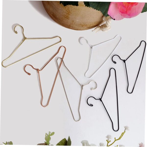 Set mit 10 Mini-Cintres aus schwarzem Metall für Puppenkleidung und Kleintiere 12x6 cm