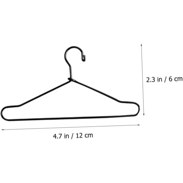 Set mit 10 Mini-Cintres aus schwarzem Metall für Puppenkleidung und Kleintiere 12x6 cm