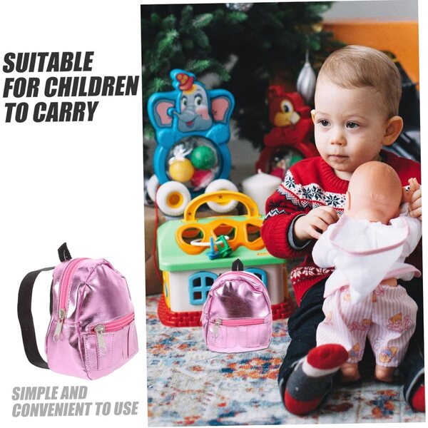 Mini Zaino Rosa in Tessuto per Bambole 18 Pollici, Accessorio Decorativo e Funzionale