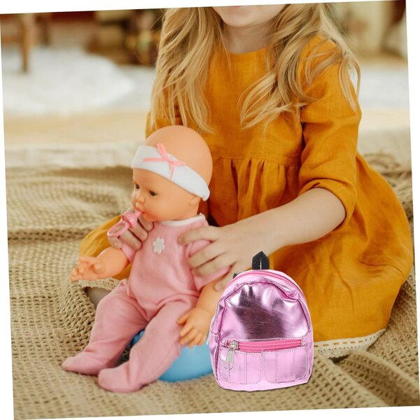 Mini Zaino Rosa in Tessuto per Bambole 18 Pollici, Accessorio Decorativo e Funzionale