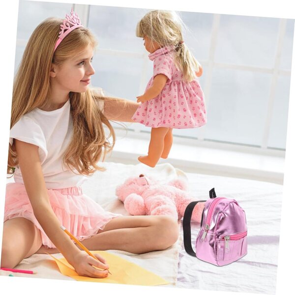 Mini Zaino Rosa in Tessuto per Bambole 18 Pollici, Accessorio Decorativo e Funzionale
