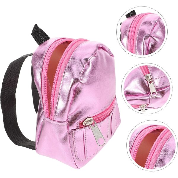 Mini Zaino Rosa in Tessuto per Bambole 18 Pollici, Accessorio Decorativo e Funzionale