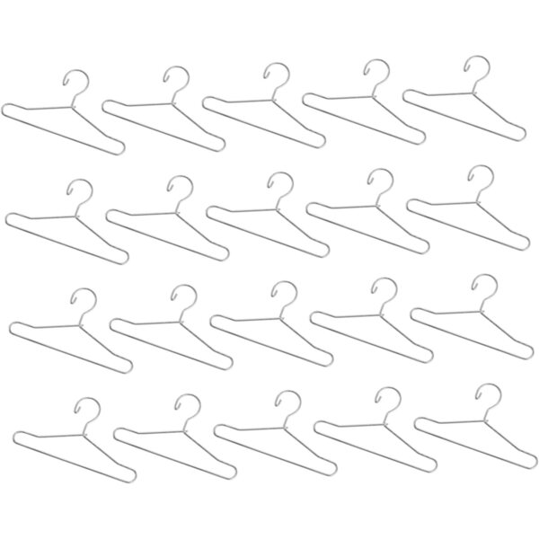 Set 20 Mini Cintres in Metallo Argento per Vestiti di Bambole 6,5 cm