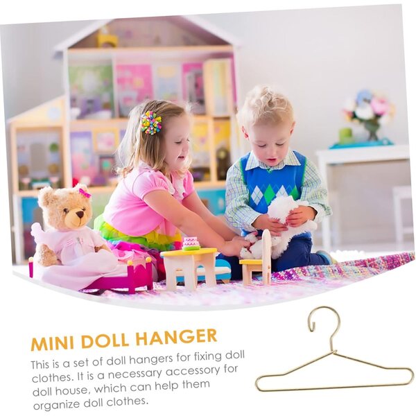 Set 20 Mini Cintretti Dorati per Vestiti di Bambole, Robustezza e Design Elegante