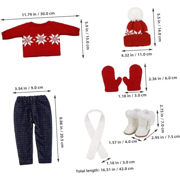 Set Abbigliamento Natalizio per Bambole: Maglione, Sciarpa, Cappello e Accessori Moda