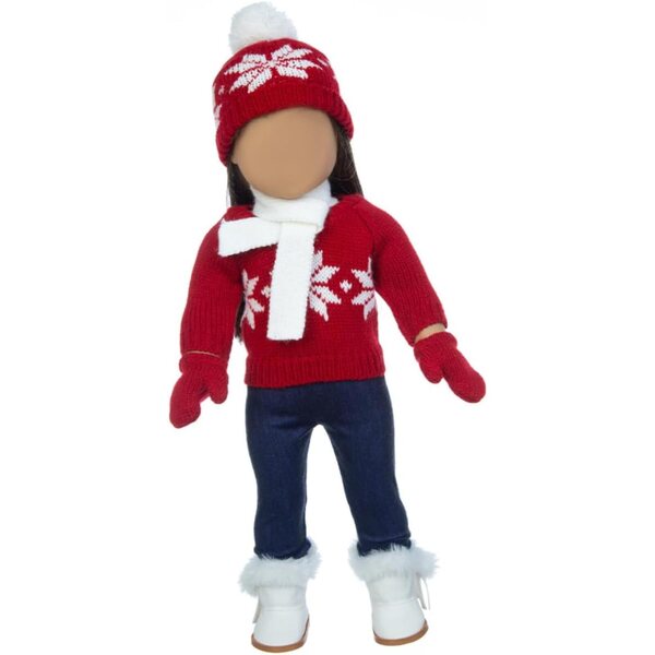 Set Abbigliamento Natalizio per Bambole: Maglione, Sciarpa, Cappello e Accessori Moda