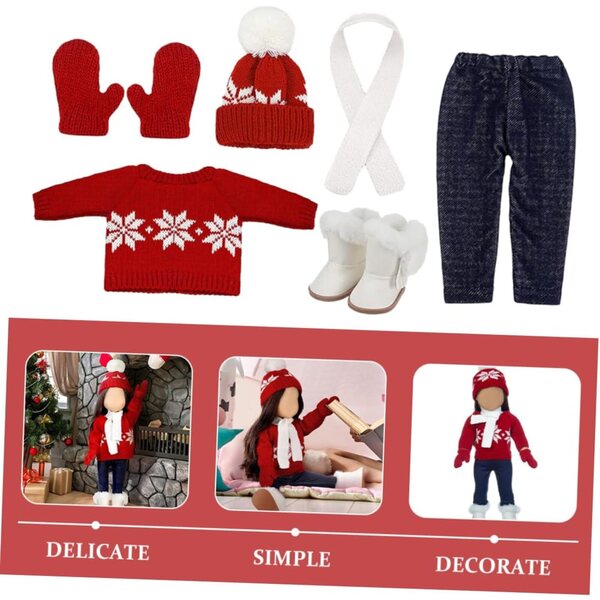 Set Abbigliamento Natalizio per Bambole: Maglione, Sciarpa, Cappello e Accessori Moda