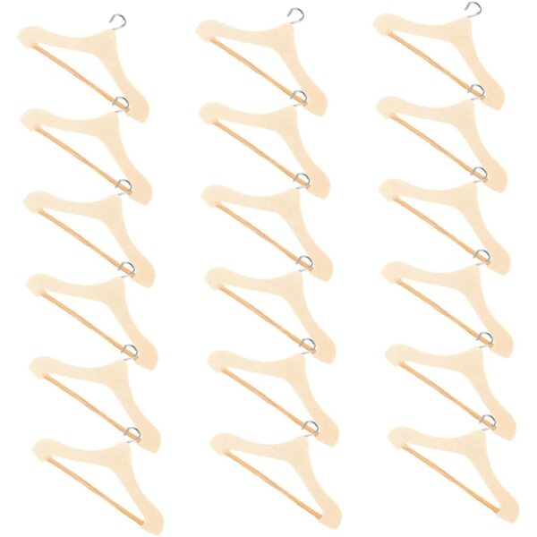 Set 18 Mini Cintres in Legno per Vestiti di Bambola, Organizzatore per Casa di Bambole