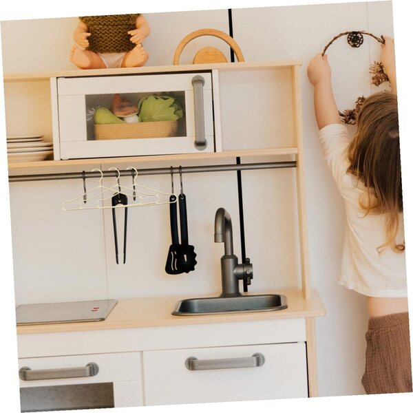 Set 25 Mini Cintre in Metallo per Vestiti Bambole, Organizzatore Casa Delle Bambole
