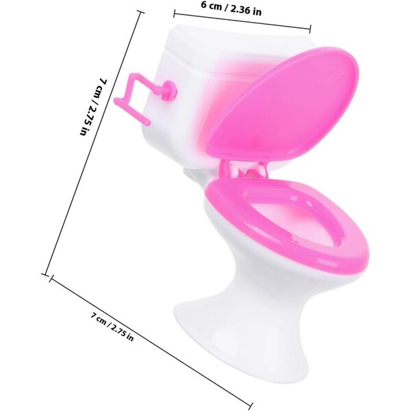 Mini Toilette in Plastica Resistente per Casa delle Bambole, Accessorio Bagno in Miniatura