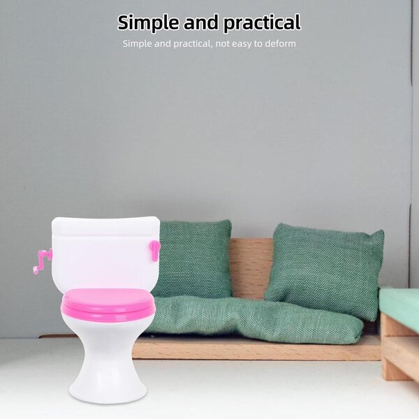Mini Toilette in Plastica Resistente per Casa delle Bambole, Accessorio Bagno in Miniatura